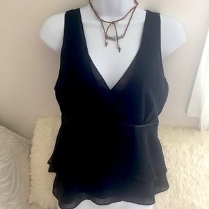 Y2K OLD NAVY BLACK FLIRTY FLOWY TOP M